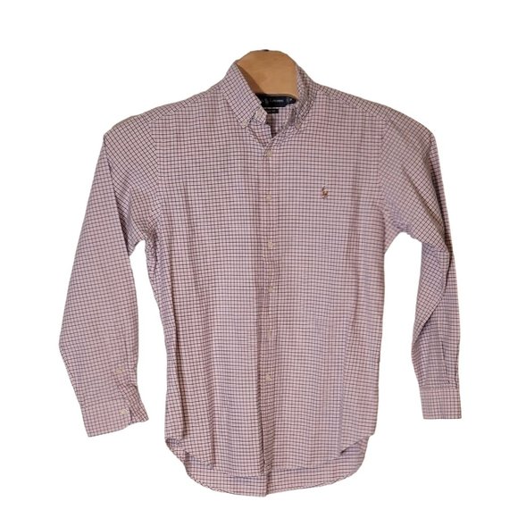 Ralph Lauren Button‎ Down Dress Shirt Men's Medium Classic Fit White Pink Blue - Picture 1 of 5